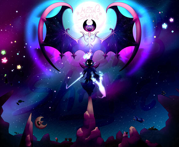 An illustration i made mainly focused on the two Pokémon Lunala and Ceruledge