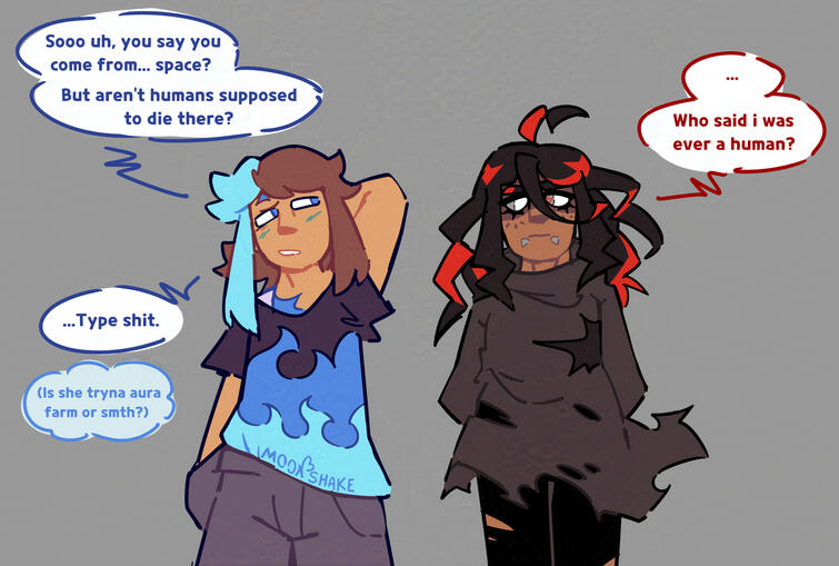 Two OCs of mine having a conversation... i don't know what i was doing